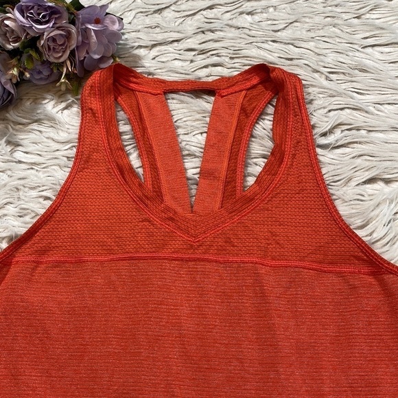Lululemon Pedal To The Medal Singlet Orange Red Tank sz 4 - Picture 8 of 13